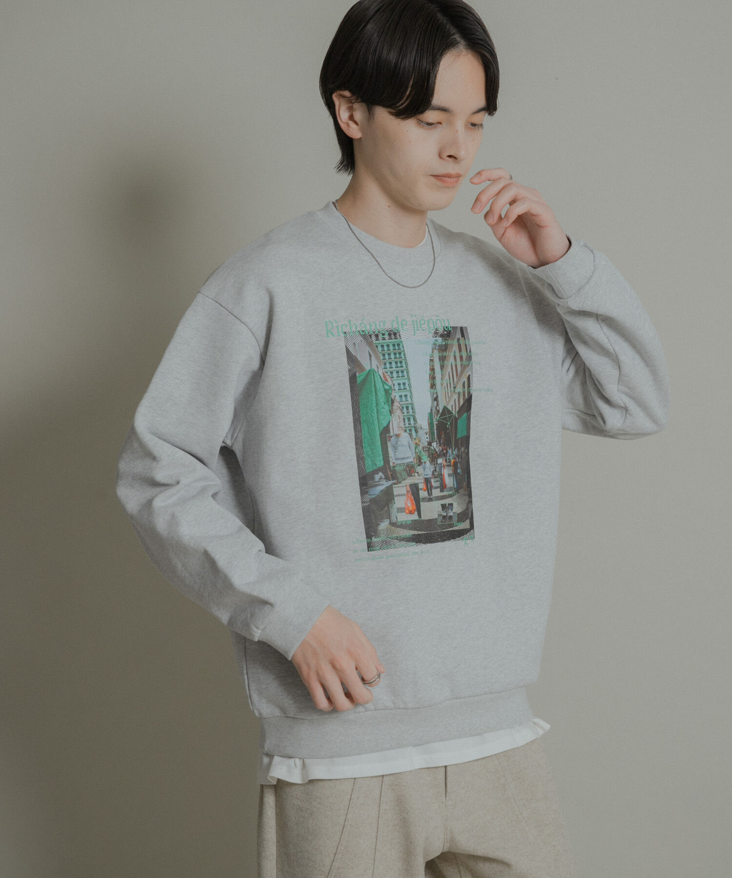 SENSE OF PLACE by URBAN RESEARCH「City graphic crew-neck Sweat」|スウェット・ジャージ|グレー