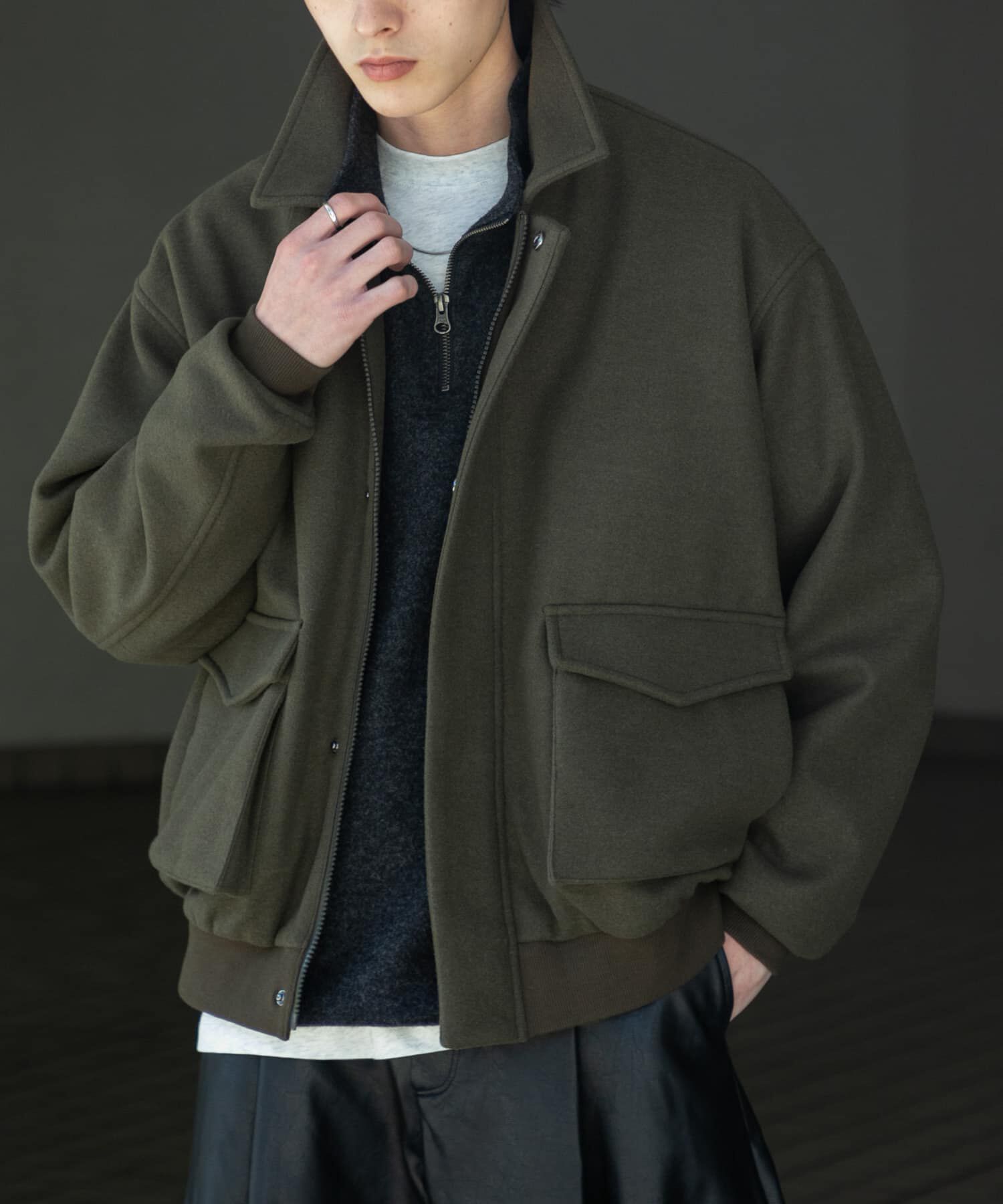 SENSE OF PLACE by URBAN RESEARCH「『UR TECH』カットメルトンブルゾン」|ブルゾン・スタジャン|カーキ