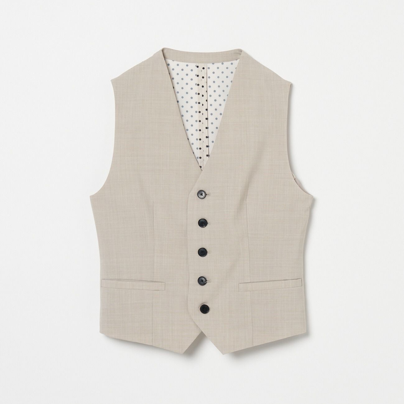 HELIOPOLE「HELIOPOLE DOT BACK PRINTED VEST」|ベスト・ジレ|ベージュ