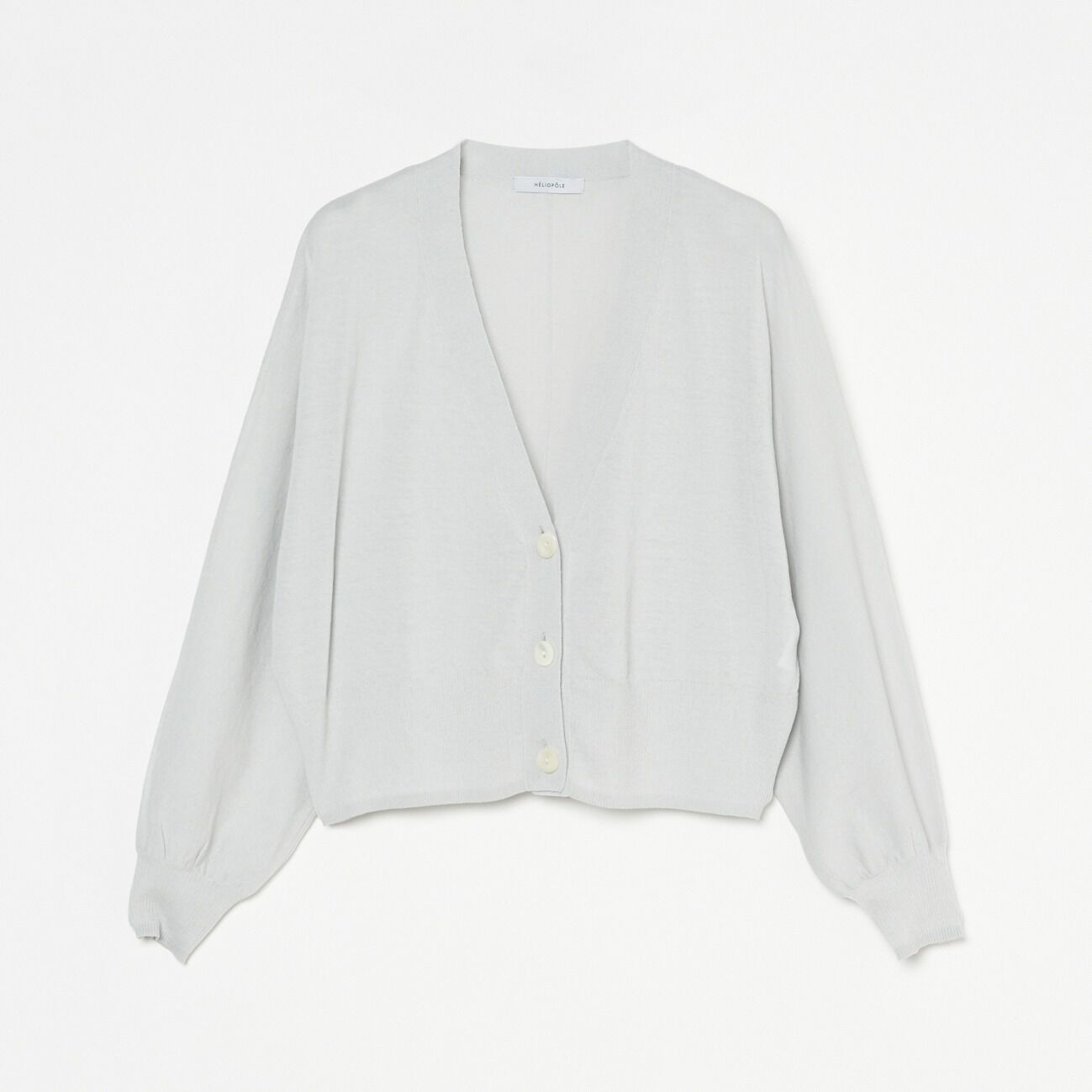 HELIOPOLE「HELIOPOLE SHEER KNIT CROPPED CARDIGAN」|ニット・セーター|ライトグレー