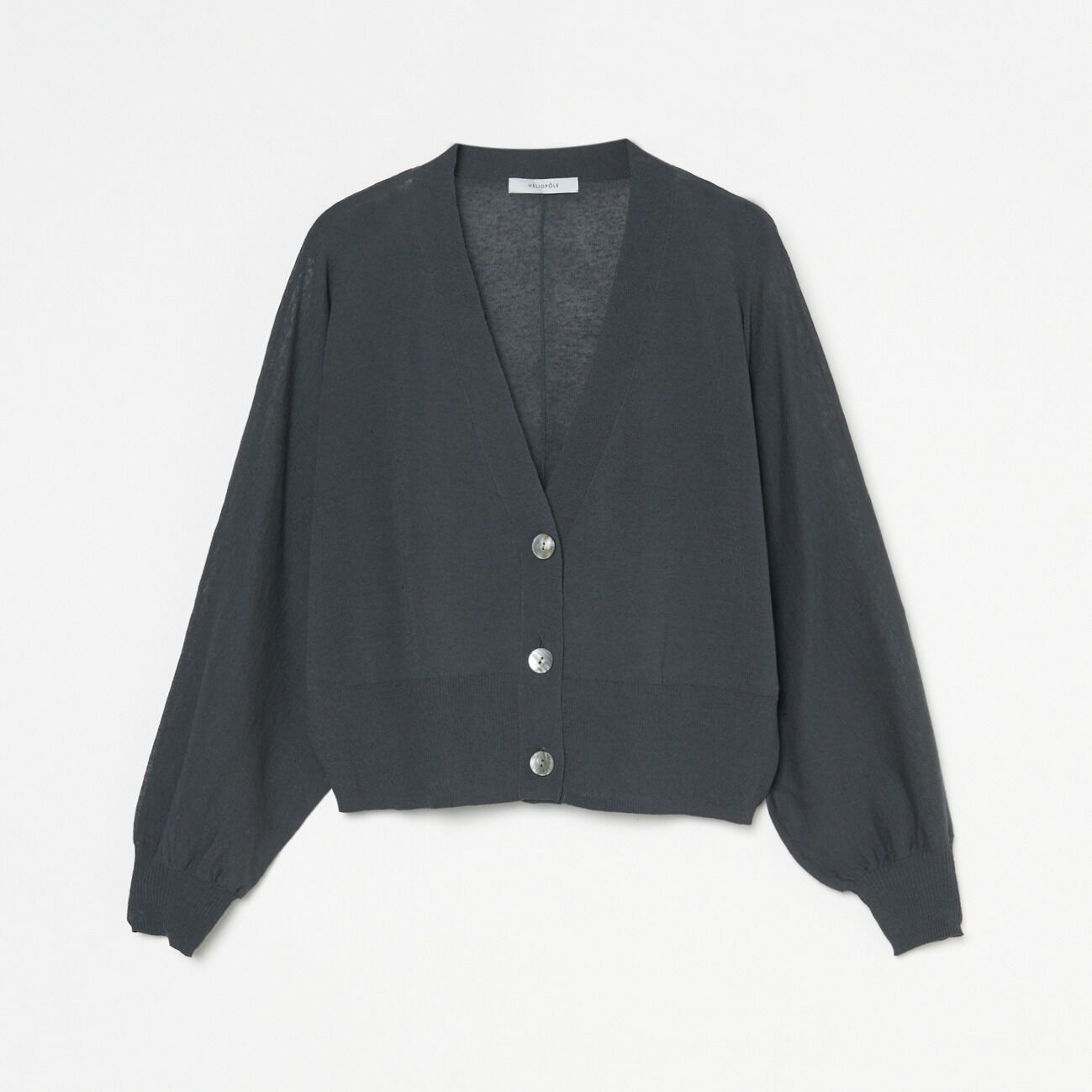 HELIOPOLE「HELIOPOLE SHEER KNIT CROPPED CARDIGAN」|ニット・セーター|チャコールグレー
