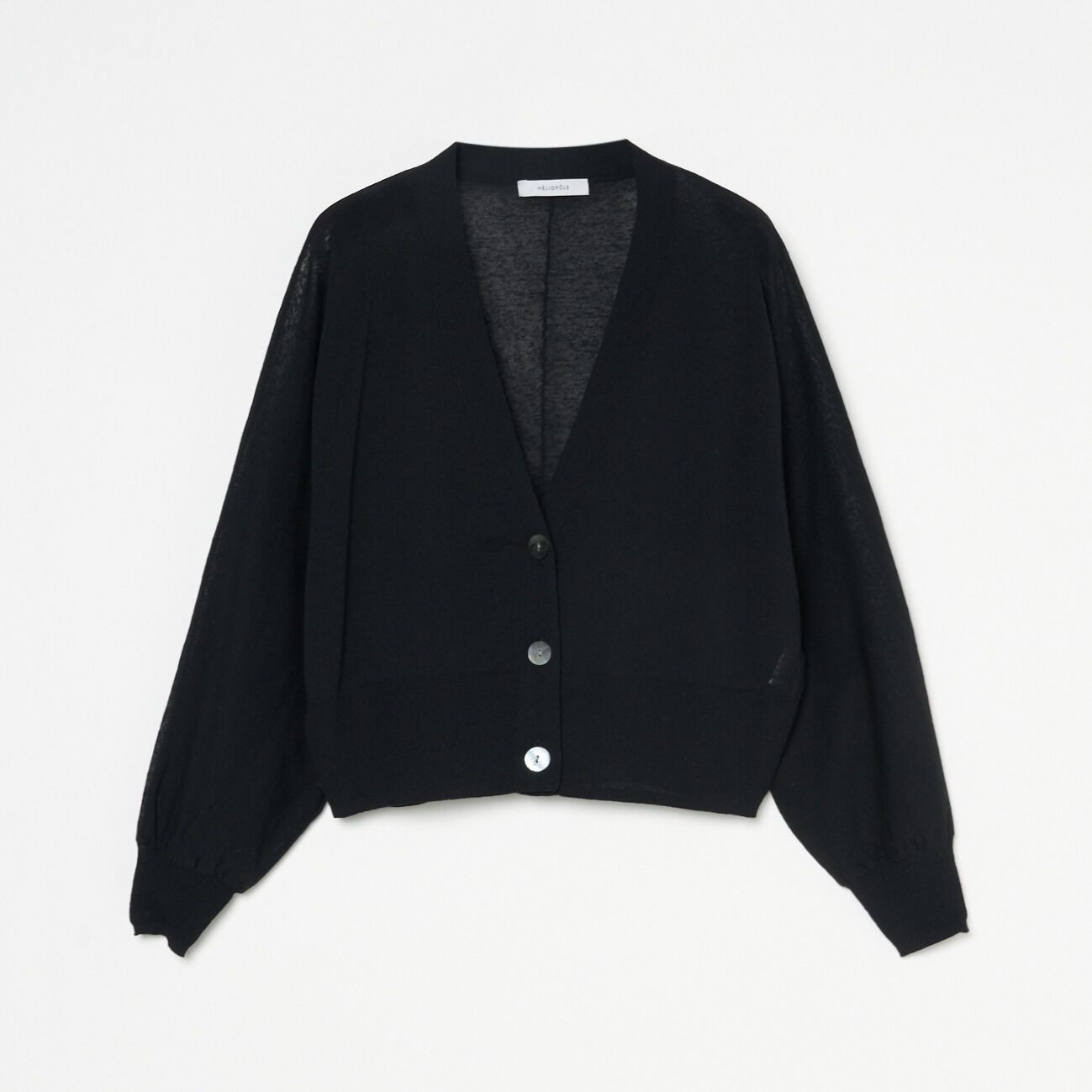 HELIOPOLE「HELIOPOLE SHEER KNIT CROPPED CARDIGAN」|ニット・セーター|ブラック