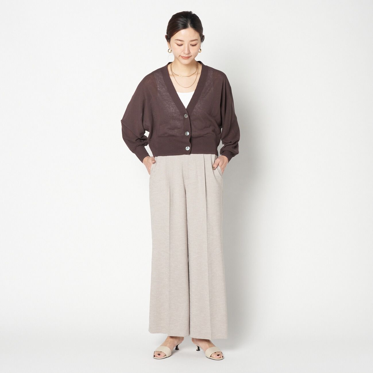 HELIOPOLE「HELIOPOLE SHEER KNIT CROPPED CARDIGAN」|ニット・セーター|