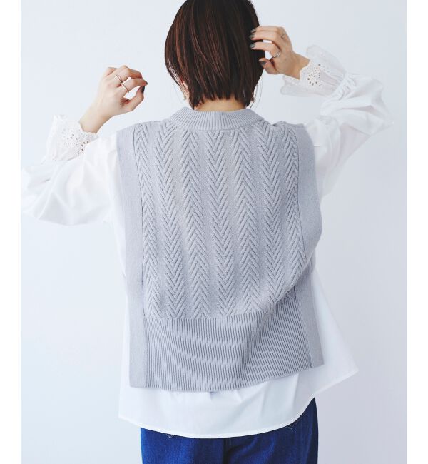 le.coeur blanc「《手洗い可能》柄編みニットベスト」|ベスト・ジレ|