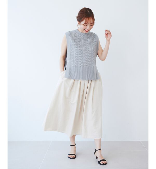 le.coeur blanc「《手洗い可能》柄編みニットベスト」|ベスト・ジレ|