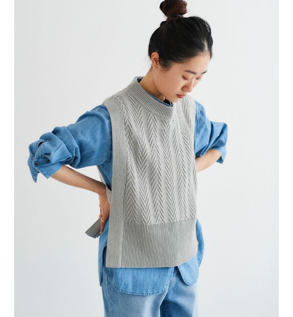le.coeur blanc「《手洗い可能》柄編みニットベスト」|ベスト・ジレ|