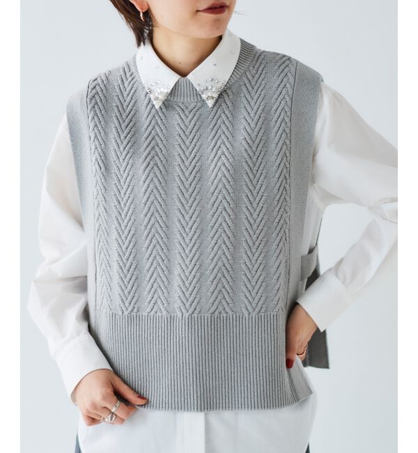 le.coeur blanc「《手洗い可能》柄編みニットベスト」|ベスト・ジレ|