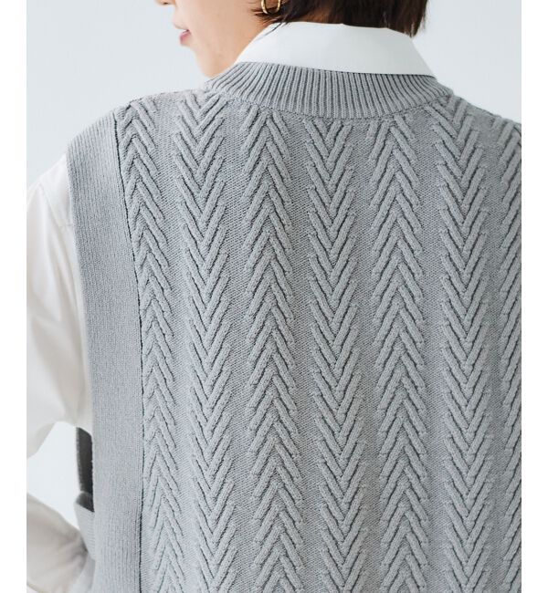 le.coeur blanc「《手洗い可能》柄編みニットベスト」|ベスト・ジレ|