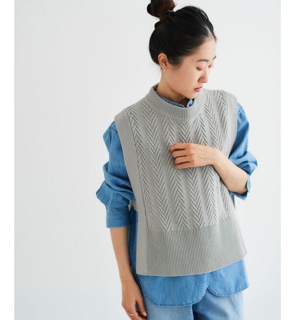 le.coeur blanc「《手洗い可能》柄編みニットベスト」|ベスト・ジレ|
