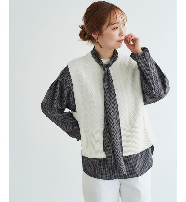 le.coeur blanc「《手洗い可能》柄編みニットベスト」|ベスト・ジレ|