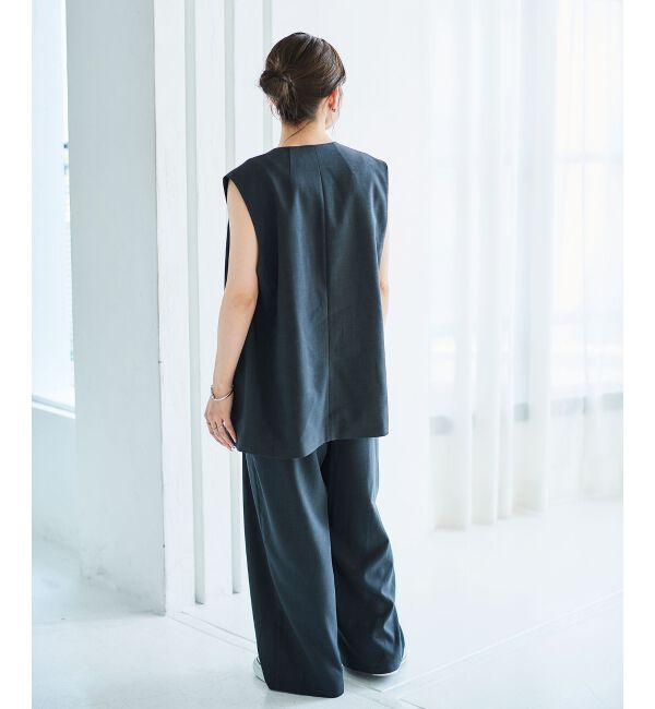 le.coeur blanc「《手洗い可能》Vカラージレジャケット」|ベスト・ジレ|