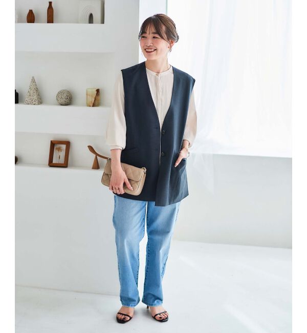 le.coeur blanc「《手洗い可能》Vカラージレジャケット」|ベスト・ジレ|