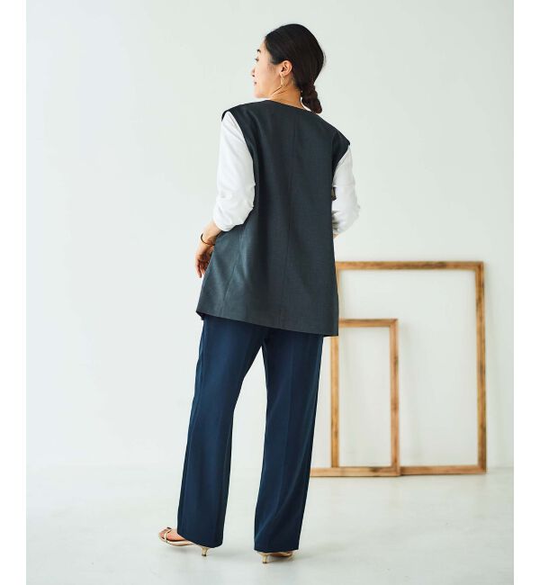 le.coeur blanc「《手洗い可能》Vカラージレジャケット」|ベスト・ジレ|