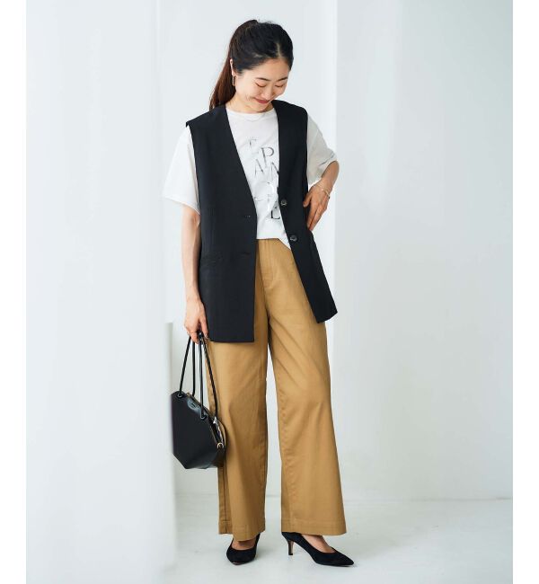 le.coeur blanc「《手洗い可能》Vカラージレジャケット」|ベスト・ジレ|