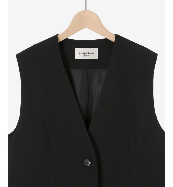 le.coeur blanc「《手洗い可能》Vカラージレジャケット」|ベスト・ジレ|