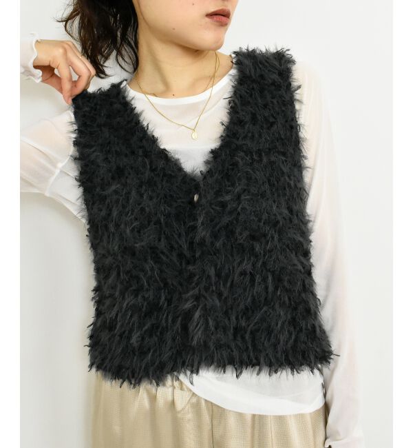  「TORRAZZO DONNAチュール&times;シャギーニットベスト」|ベスト・ジレ|