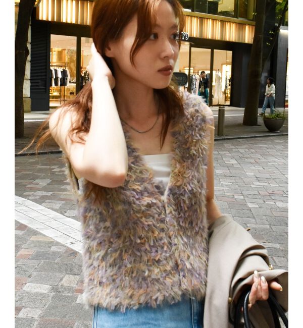  「TORRAZZO DONNAチュール&times;シャギーニットベスト」|ベスト・ジレ|