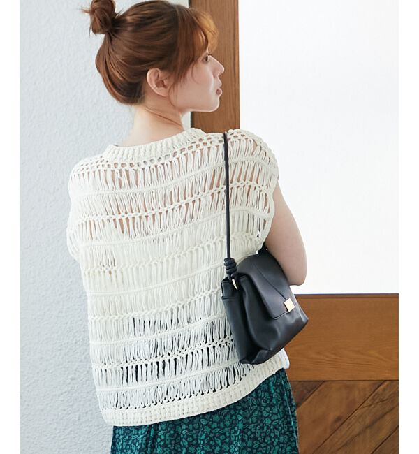  「《手洗い可能》透かし編みデザインニットベスト」|ベスト・ジレ|