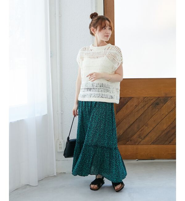  「《手洗い可能》透かし編みデザインニットベスト」|ベスト・ジレ|