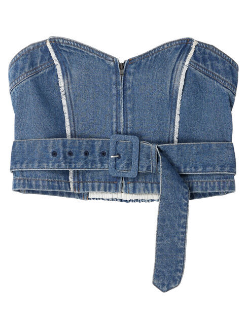 earth music&ecology「ウエストベルト付きデニムビスチェ」|ベスト・ジレ|