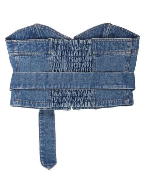 earth music&ecology「ウエストベルト付きデニムビスチェ」|ベスト・ジレ|