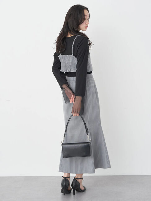 earth music&ecology「ピンストライプ胸元レースビスチェ」|ベスト・ジレ|