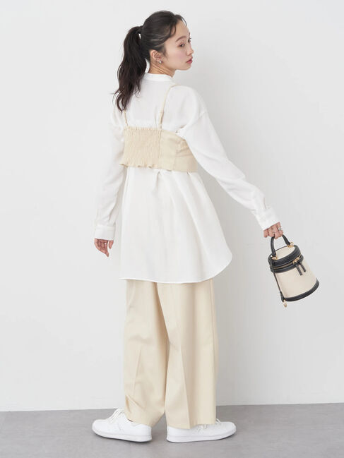 earth music&ecology「ピンストライプ胸元レースビスチェ」|ベスト・ジレ|