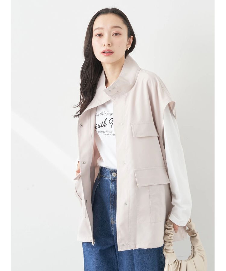 earth music&ecology「ミリタリースタンドカラーベスト」|ベスト・ジレ|