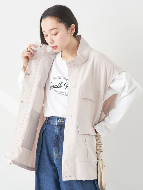 earth music&ecology「ミリタリースタンドカラーベスト」|ベスト・ジレ|