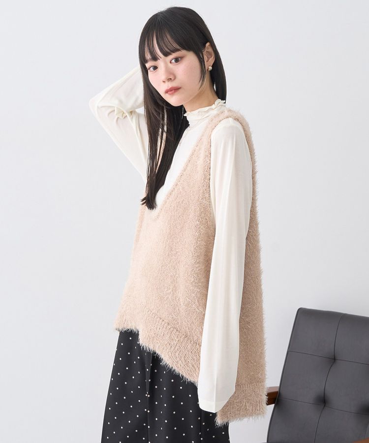 earth music&ecology「フェザーUネックニットベスト」|ベスト・ジレ|