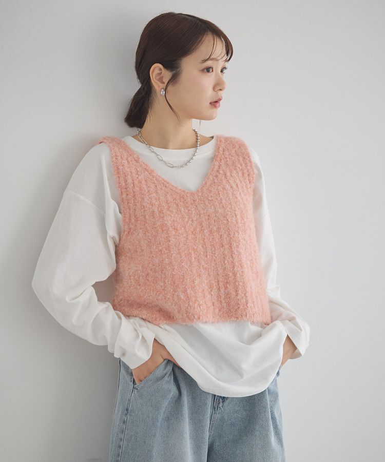 earth music&ecology「MIXカラーブークレニットビスチェ」|ベスト・ジレ|