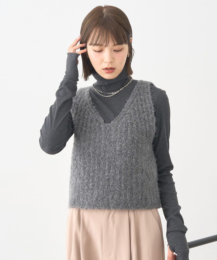 earth music&ecology「MIXカラーブークレニットビスチェ」|ベスト・ジレ|