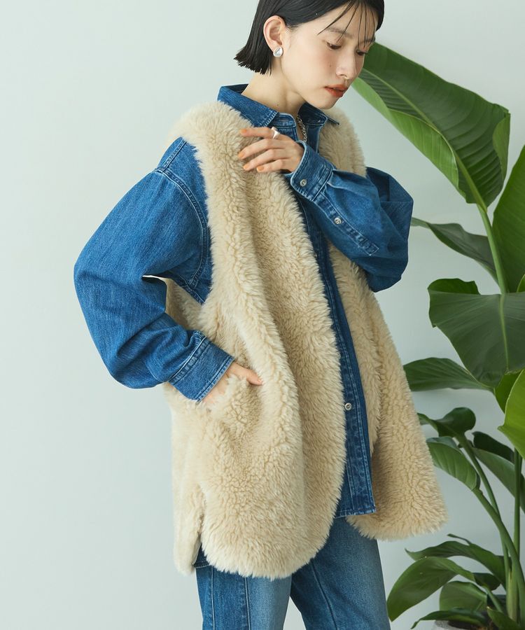 AMERICAN HOLIC「【選べる丈】ベア風ファーベスト」|ベスト・ジレ|