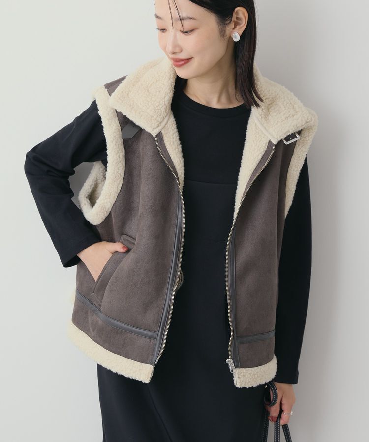 AMERICAN HOLIC「ムートンライクベスト」|ベスト・ジレ|Charcoal Gray