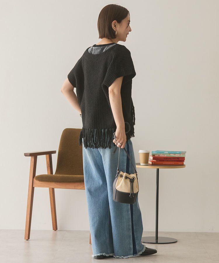AMERICAN HOLIC「裾フリンジニットショートベスト」|ベスト・ジレ|