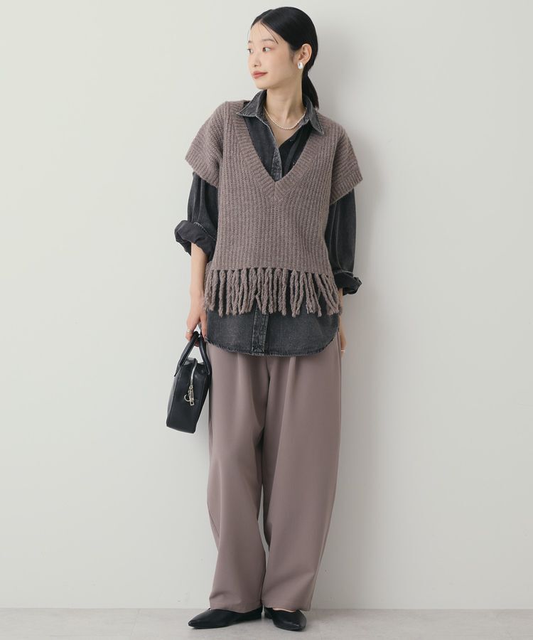 AMERICAN HOLIC「裾フリンジニットショートベスト」|ベスト・ジレ|