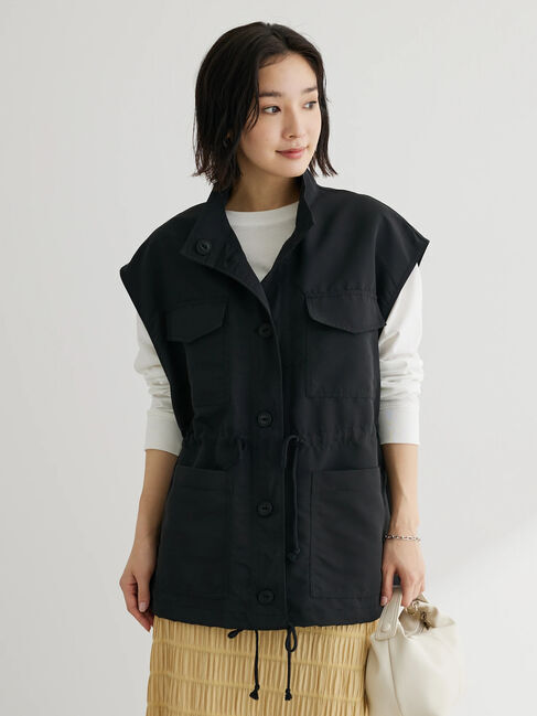 Green Parks「・ELENCARE　DUEスタンドカラーミリタリーベスト」|ベスト・ジレ|Black
