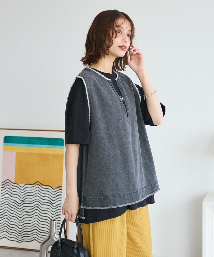 Green Parks「フリンジ付きデニムベスト」|ベスト・ジレ|