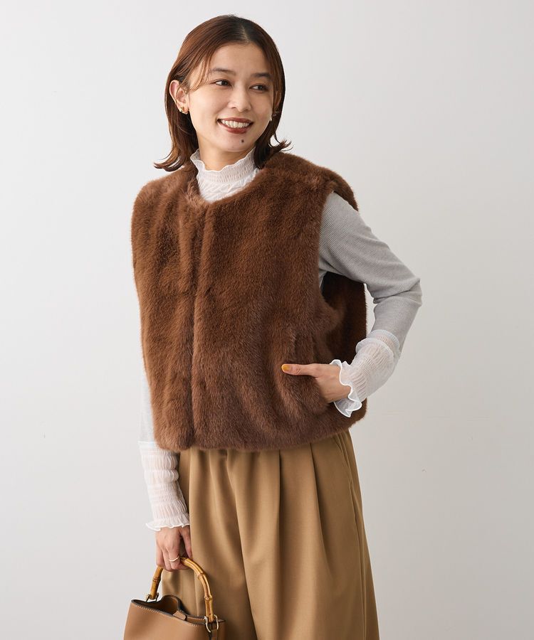 Green Parks「・ELENCARE DUE フォックス調ファーベスト」|ベスト・ジレ|