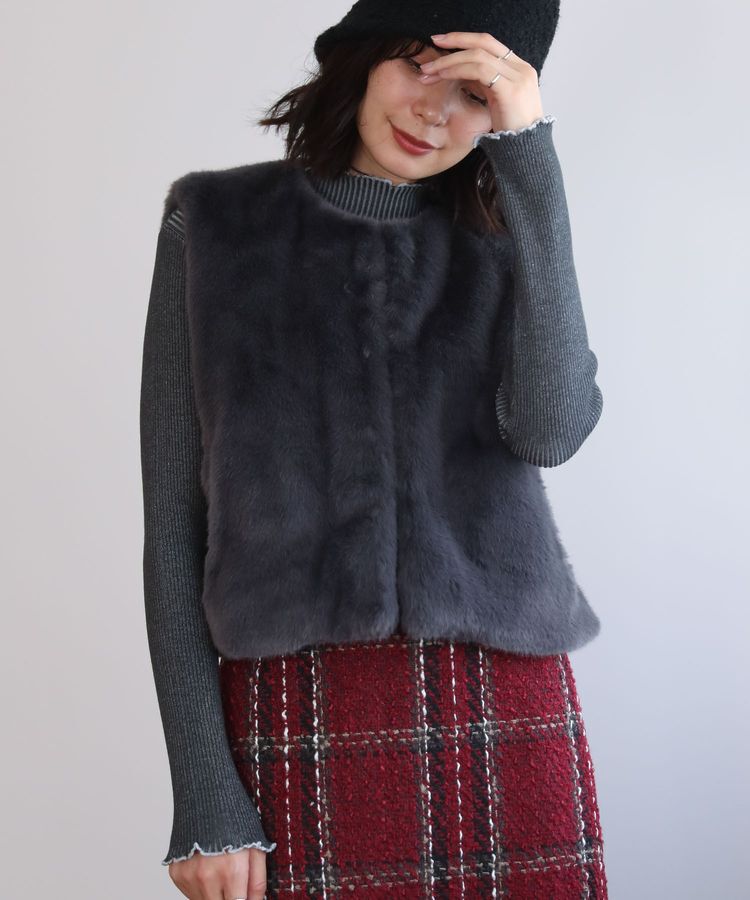 Green Parks「・ELENCARE DUE フォックス調ファーベスト」|ベスト・ジレ|