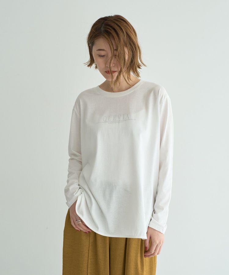 YECCA VECCA「ラウンドヘム長袖ロゴTee」|Tシャツ・カットソー|