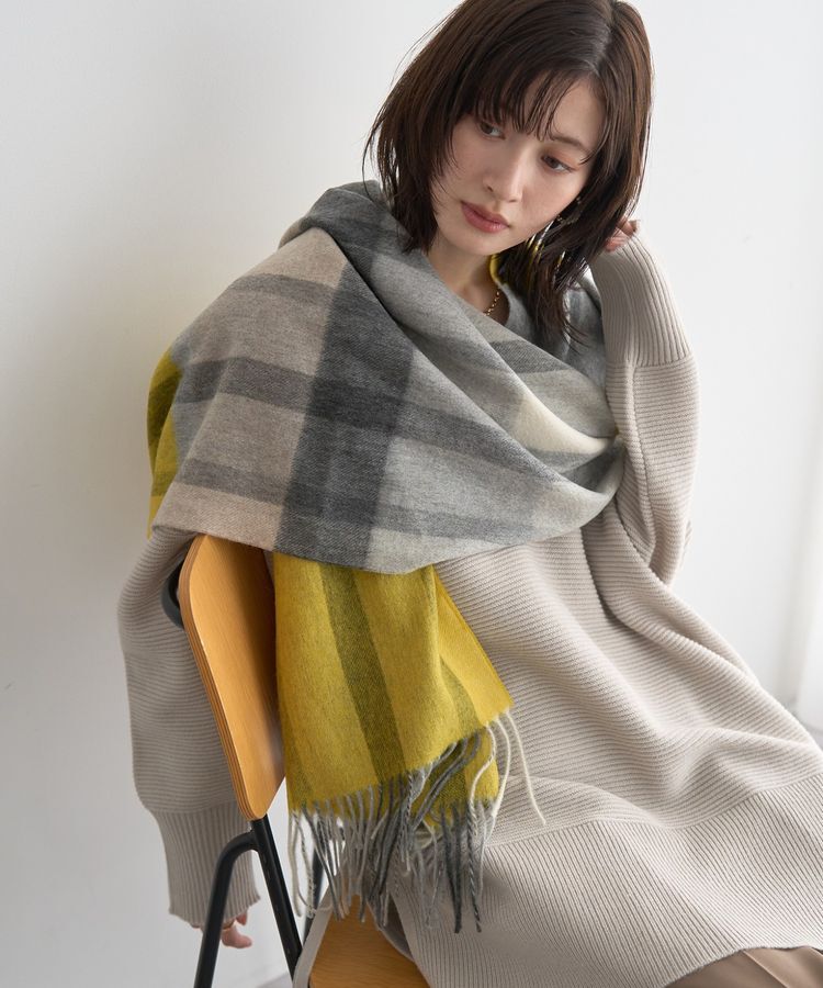 YECCA VECCA「ウールチェック柄ストール」|ストール|