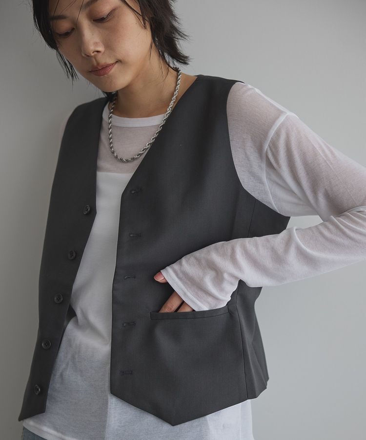 GARAGE OF GOOD CLOTHING「フロントボタンコンパクトベスト」|ベスト・ジレ|