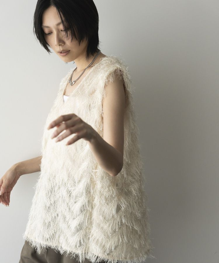 GARAGE OF GOOD CLOTHING「【日本製】フリンジVネックフレアプルオーバー」|ベスト・ジレ|