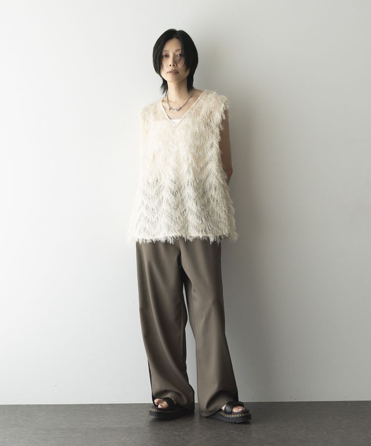 GARAGE OF GOOD CLOTHING「【日本製】フリンジVネックフレアプルオーバー」|ベスト・ジレ|