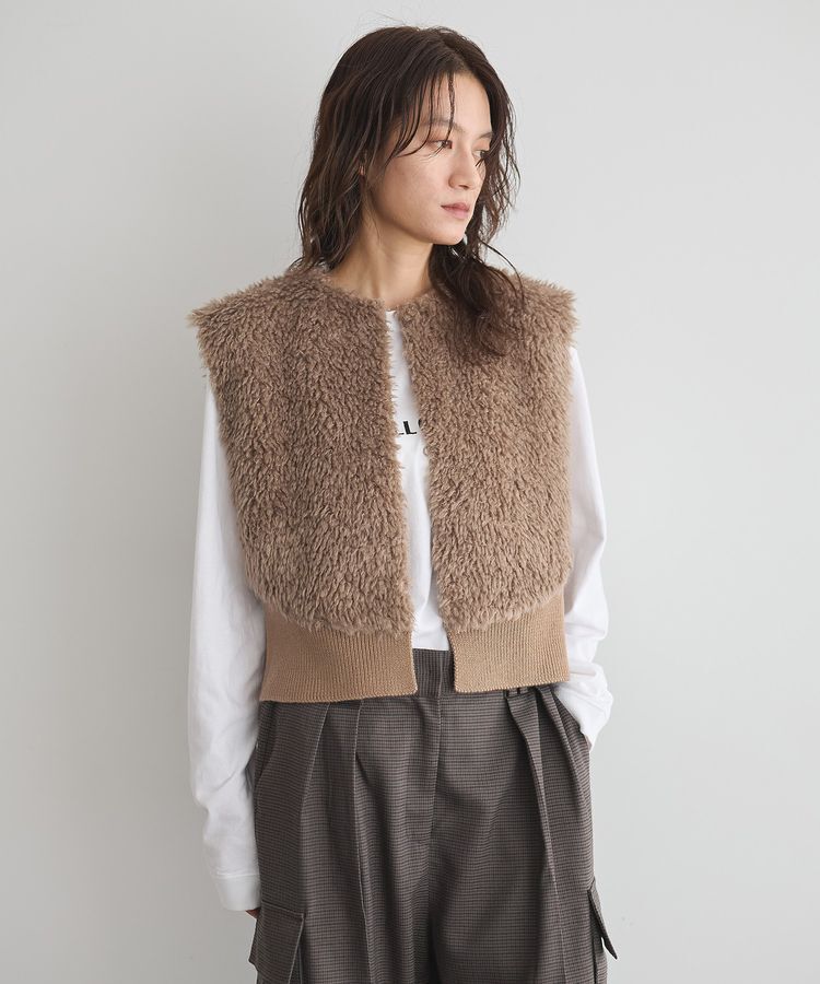 GARAGE OF GOOD CLOTHING「エコファーショートニットベスト」|ベスト・ジレ|