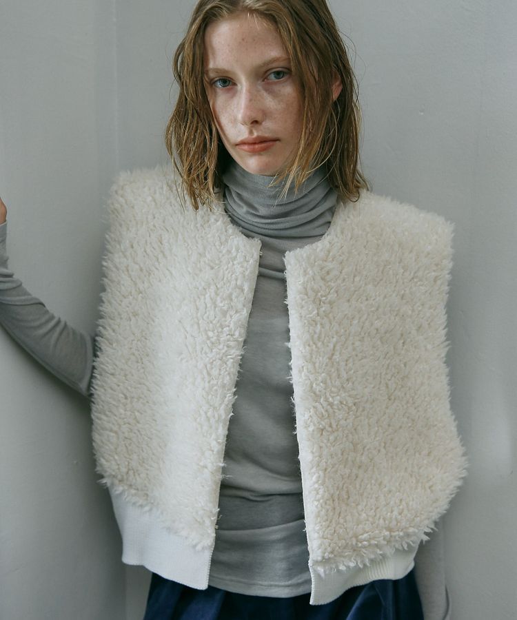 GARAGE OF GOOD CLOTHING「エコファーショートニットベスト」|ベスト・ジレ|