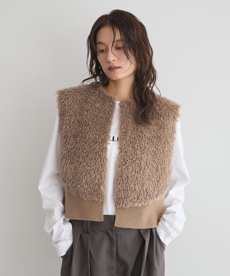 GARAGE OF GOOD CLOTHING「エコファーショートニットベスト」|ベスト・ジレ|Mocha