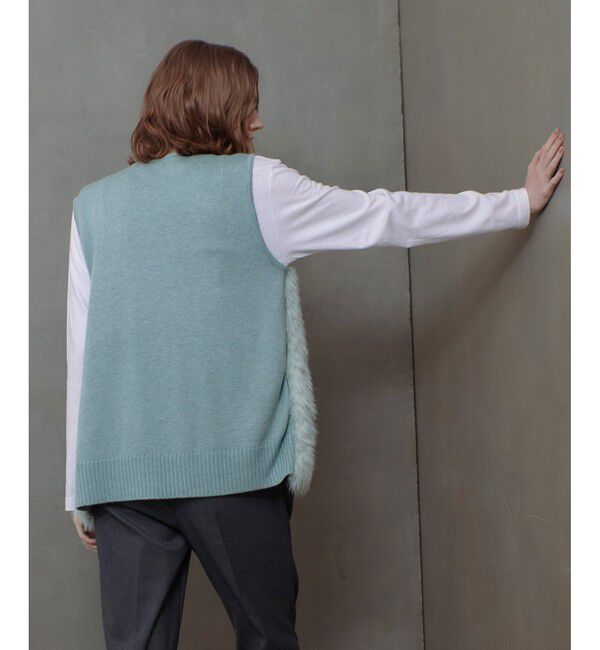 allureville「ジャガードフェイクファーコンビニットジレ」|ベスト・ジレ|