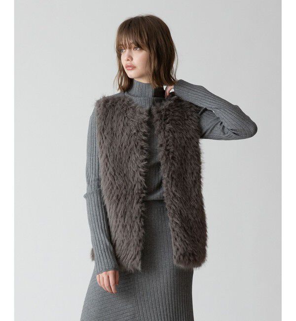 allureville「ジャガードフェイクファーコンビニットジレ」|ベスト・ジレ|